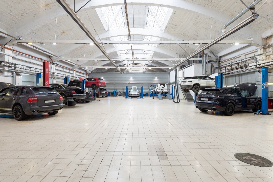 Professional car service workshop